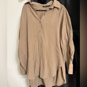 Tan Button-Up Zara Shirt